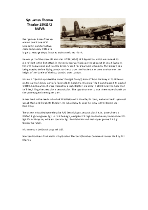 A preview of a PDF biography for Theaker, James Thomas